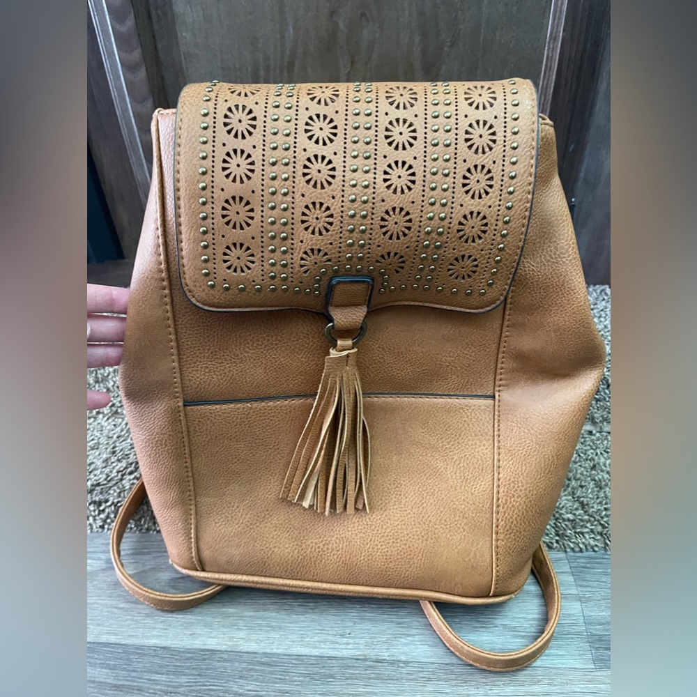 leather backpack.